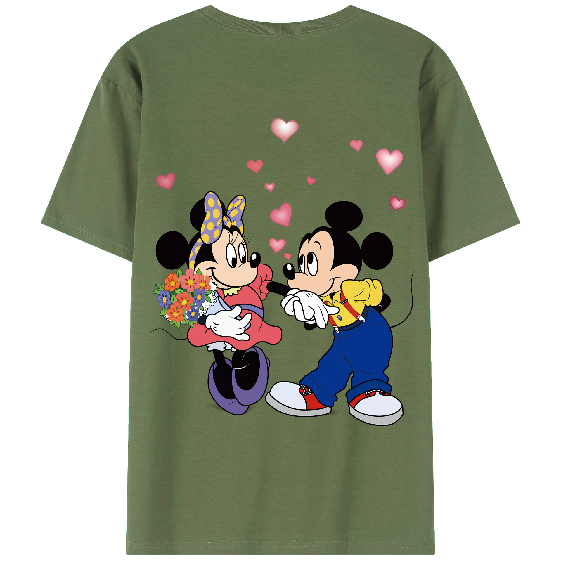 （画像用） ミッキーマウス Mickey Mouse 綿100％ メンズ半袖Tシャツ（バックプリント） 通気性